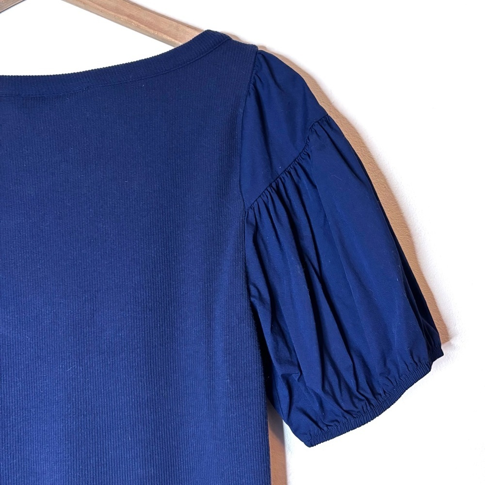 Lane Bryant ribbed top with puff sleeves navy blue 10/12 - Picture 6 of 11